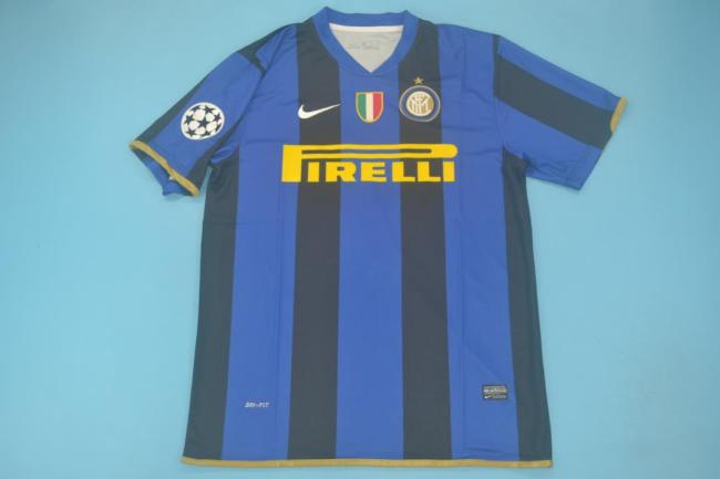with Scudetto+UCL Patch Retro Jersey 2008-2009 Inter Milan UCL Version Home Soccer Jersey Vintage Football Shirt