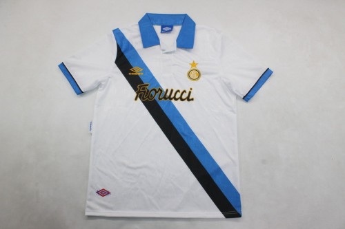 Retro Jersey 1994-1995 Inter Milan BERGKAMP 10 Away White Soccer Jersey Vintage Football Shirt