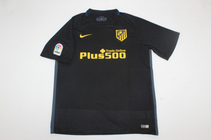 with LFP Patch Retro Jersey 2016-2017 Atletico Madrid Away Black Soccer Jersey Vintage Football Shirt