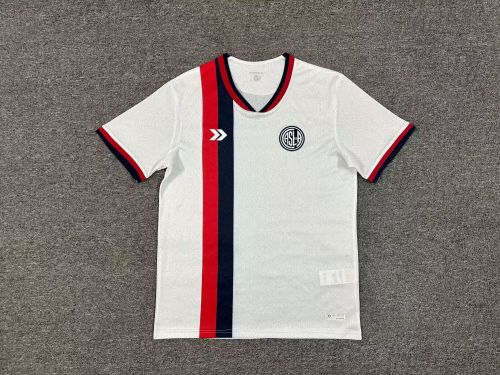 Fans Version 2025-2026 San Lorenzo Away White Soccer Jersey Football Shirt