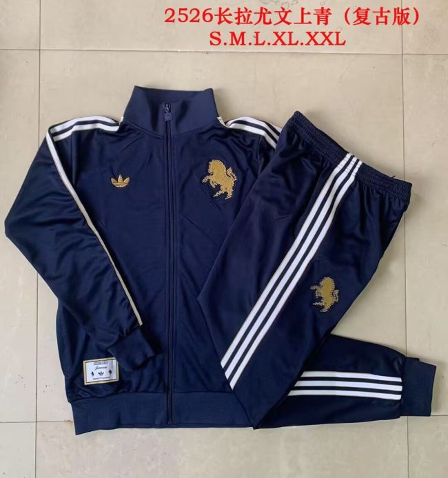 Retro Model 2025-2026 Juventus Dark Blue Soccer Training Jacket Football Jacket and Pants