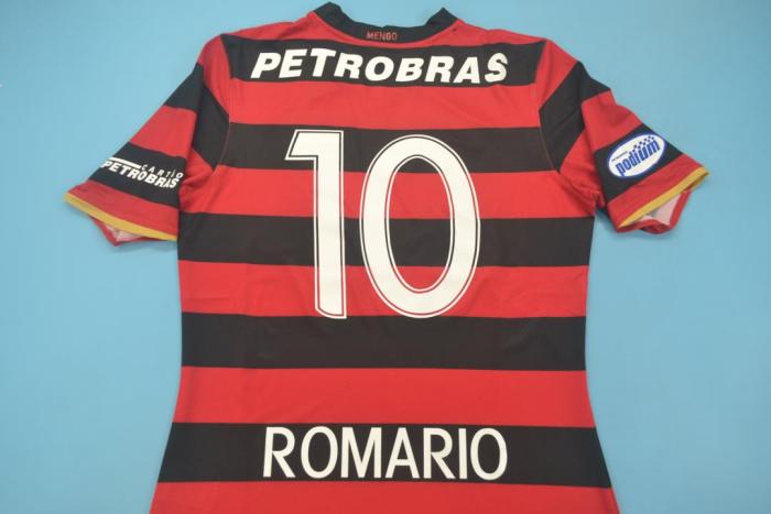 with Sponor Logo+Sleeve Patch Retro Jersey 2008 Flamengo ROMARIO 10 Home Soccer Jersey Vintage Football Shirt