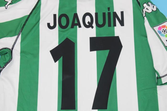 with LFP Patch Retro Jersey 2003-2004 Real Betis JOAQUIN 17 Home Soccer Jersey Vintage Football Shirt