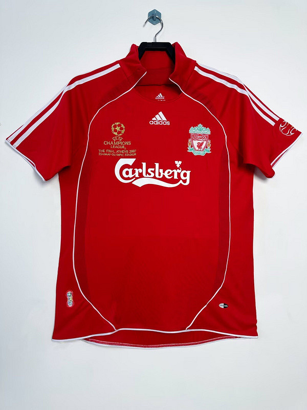 with Front Lettering Retro Jersey 2006-2007 Liverpool UCL Final Home Soccer Jersey Vintage Football Shirt