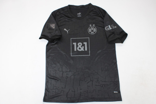 with Bundesliga Patch Retro Jersey 2022-2023 Borussia Dortmund All Black Special Edition Soccer Jersey BVB Vintage Football Shirt