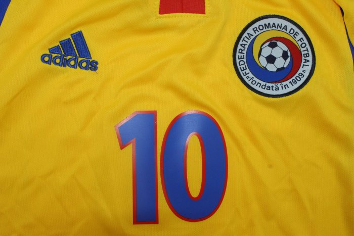 with Patch Retro Jersey 2000 Romania HAGI 10 Home Soccer Jersey Vintage Football Shirt