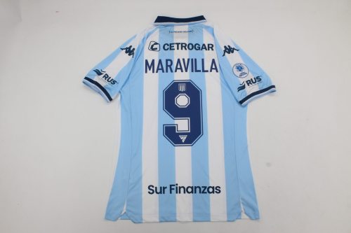 with Sudamericana+Conmebol Patch Fan Version 2025-2026 Argentina Racing Club MILOSEVIC 9 Home Soccer Jersey Football Shirt