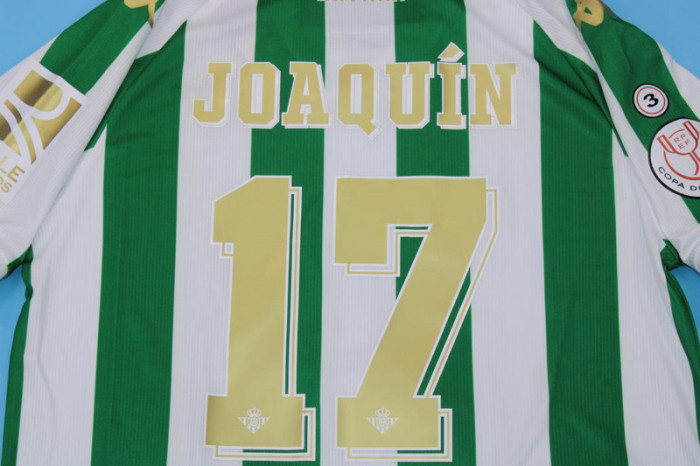 with Front Lettering+Copa de rey Patch Retro Jersey Real Betis 2021-2022 JOAQUIN 17 COPA DE REY FINAL Home Soccer Jersey Vintage Football Shirt