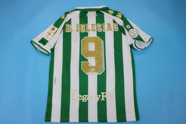 with Front Lettering+Copa de rey Patch Retro Jersey Real Betis 2021-2022 B.IGLESIAS 9 COPA DE REY FINAL Home Soccer Jersey Vintage Football Shirt