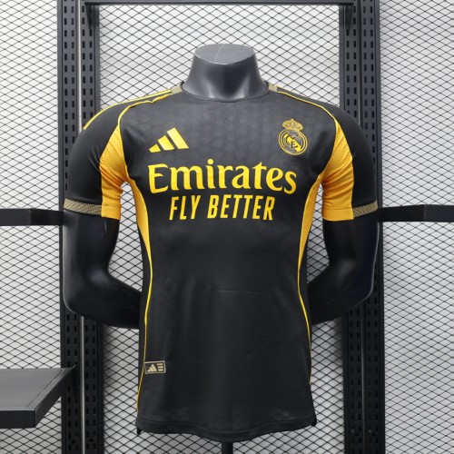 Player Version 2025-2026 Real Madrid Black/Gold Special Edition Soccer Jersey Real Football Shirt