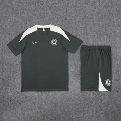 Adult Uniform 2025-2026 Chelsea Dark Green Soccer Training Jersey and Shorts Football Kits