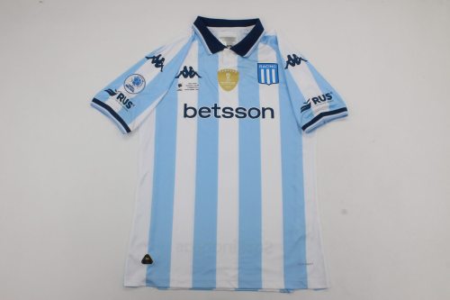 with Sudamericana+Conmebol Patch Fan Version 2025-2026 Argentina Racing Club Home Soccer Jersey Football Shirt