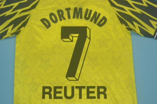 Retro Jersey 1994-1995 Borussia Dortmund REUTER 7 Home Soccer Jersey Vintage BVB Football Shirt
