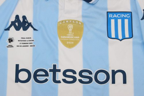 with Sudamericana+Conmebol Patch Fan Version 2025-2026 Argentina Racing Club MILOSEVIC 9 Home Soccer Jersey Football Shirt