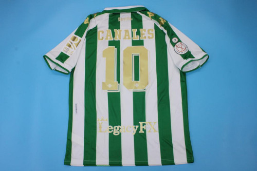 with Front Lettering+Copa de rey Patch Retro Jersey Real Betis 2021-2022 CANALES 10 COPA DE REY FINAL Home Soccer Jersey Vintage Football Shirt