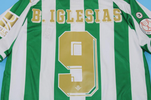 with Front Lettering+Copa de rey Patch Retro Jersey Real Betis 2021-2022 B.IGLESIAS 9 COPA DE REY FINAL Home Soccer Jersey Vintage Football Shirt