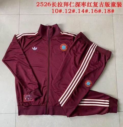 Youth 2025-2026 Bayern Munich Dark Red Soccer Training Jacket Football Jacket and Pants