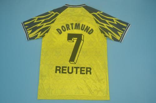 Retro Jersey 1994-1995 Borussia Dortmund REUTER 7 Home Soccer Jersey Vintage BVB Football Shirt
