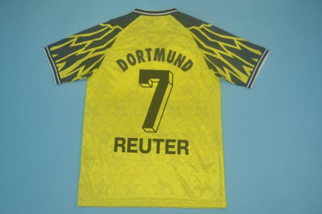 Retro Jersey 1994-1995 Borussia Dortmund REUTER 7 Home Soccer Jersey Vintage BVB Football Shirt