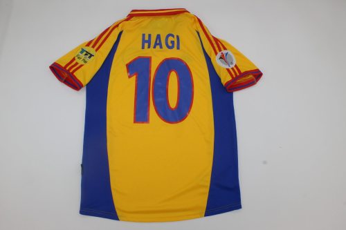 with Patch Retro Jersey 2000 Romania HAGI 10 Home Soccer Jersey Vintage Football Shirt