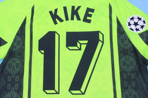 with UCL Patch Retro Jersey 1996-1997 Borussia Dortmund KIKE 17 Home Soccer Jersey Vintage Football Shirt