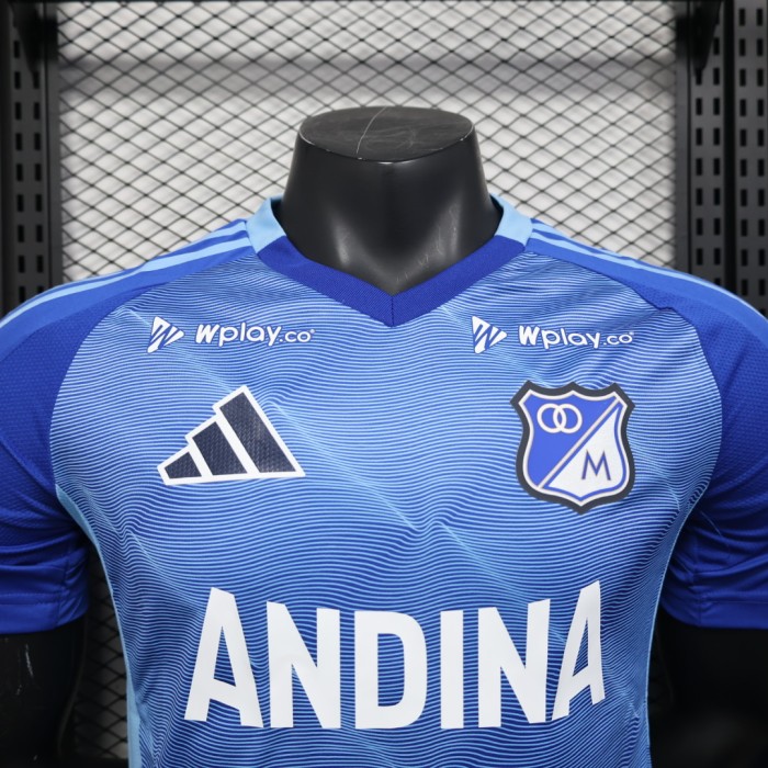 Player Version 2025-2026 Millonarios Home Soccer Jersey Football Shirt