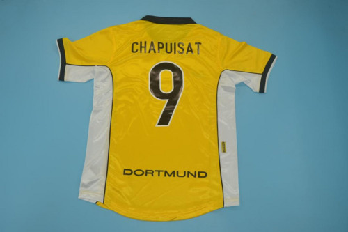 Retro Jersey 1998 Borussia Dortmund CHAPUISAT 9 Home Soccer Jersey BVB Vintage Football Shirt
