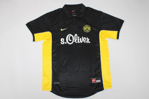 Retro Jersey 1998 Borussia Dortmund Away Black Soccer Jersey BVB Vintage Football Shirt