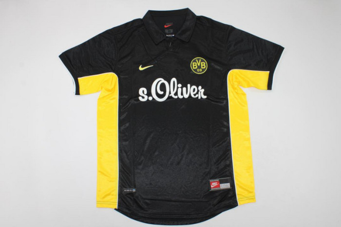 Retro Jersey 1998 Borussia Dortmund Away Black Soccer Jersey BVB Vintage Football Shirt