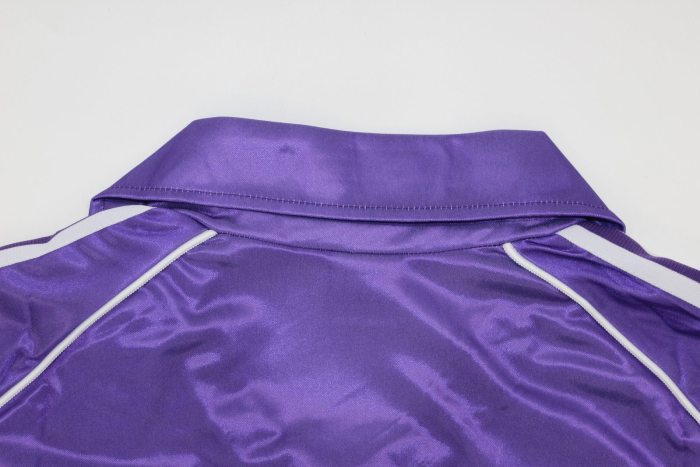 Long Sleeve Retro Jersey 1984-1985 Real Madrid Away Purple Soccer Jersey Vintage Real Football Shirt