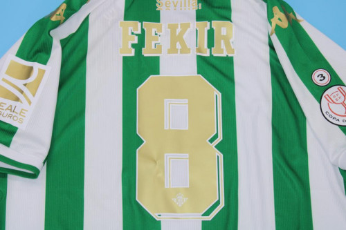 with Front Lettering+Copa de rey Patch Retro Jersey Real Betis 2021-2022 FEKIR 8 COPA DE REY FINAL Home Soccer Jersey Vintage Football Shirt
