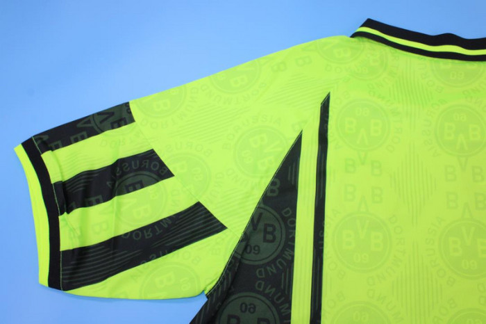 with UCL Patch Retro Jersey 1996-1997 Borussia Dortmund Home Soccer Jersey Vintage BVB Football Shirt