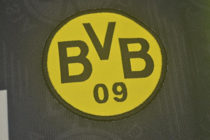 with UCL Patch Retro Jersey 1996-1997 Borussia Dortmund Away Black Soccer Jersey Vintage BVB Football Shirt