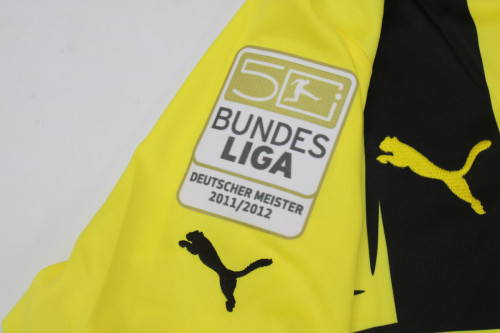 with Bundesliga Patch Retro Jersey 2012-2013 Borussia Dortmund Home Soccer Jersey Vintage BVB Football Shirt