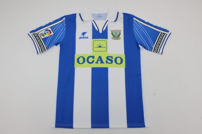 with LFP Patch Retro Jersey 1998-2000 Leganes Home Soccer Jersey Vintage Leganés Football Shirt
