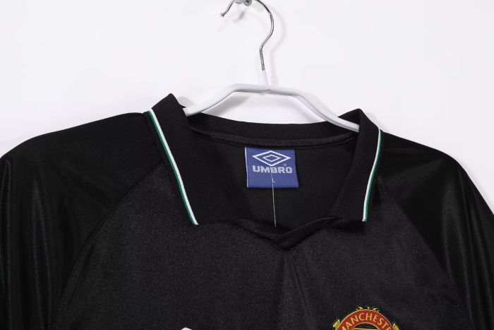 Retro Jersey 1998-1999 Manchester United Third Away Black Soccer Jersey White Man Utd Football Shirt