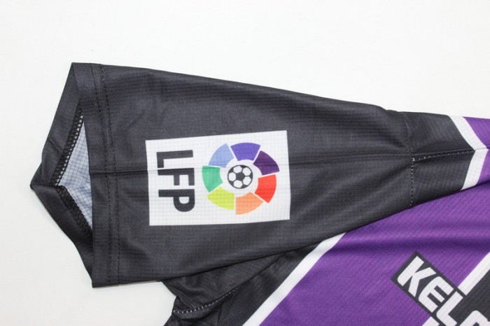 with LFP Patch Retro Jersey 1999-2000 Real Valladolid PETERNAC 9 Away Purple Soccer Jersey Vintage Football Shirt