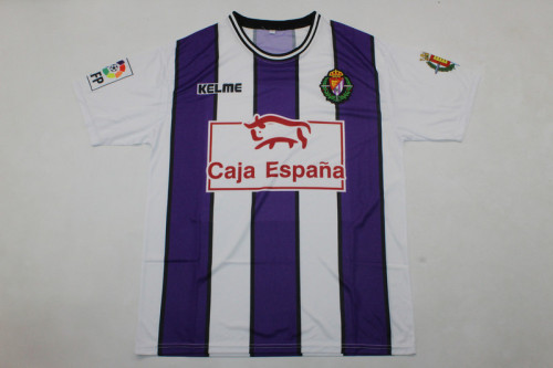 with LFP Patch Retro Jersey 1999-2000 Real Valladolid Home Soccer Jersey Vintage Football Shirt