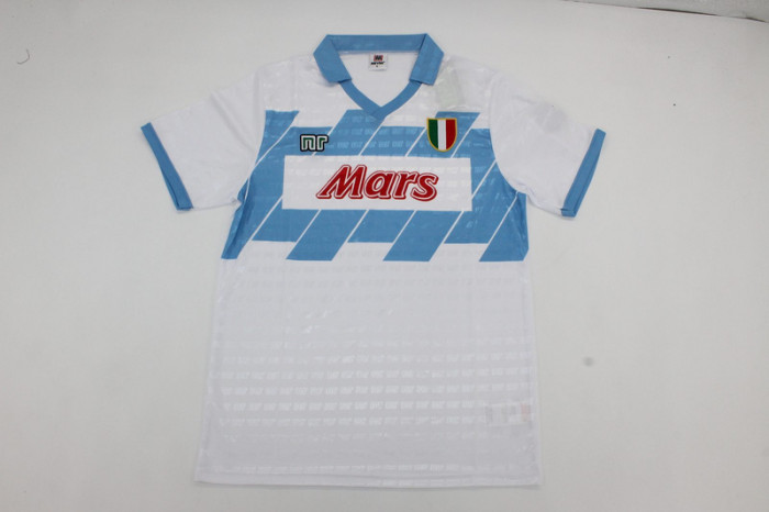 Retro Jersey 1990-1991 Calcio Napoli 10 Away White Soccer Jersey Napoles Vintage Football Shirt