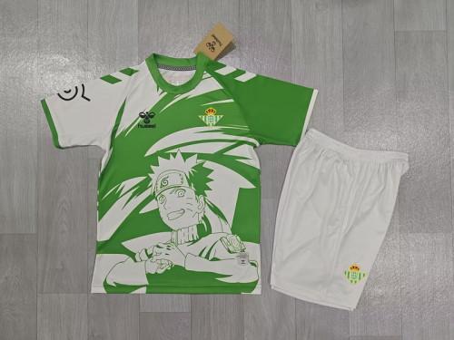 Youth Uniform Kids Kit 2025-2026 Real Betis Naruto Version Soccer Jersey Shorts Child Football Set
