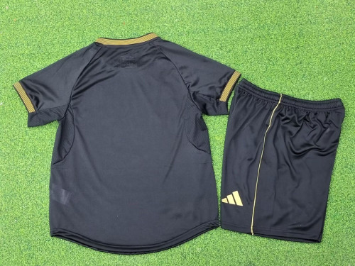 Player Version Youth Uniform Kids Kit 2025-2026 Real Madrid Black Soccer Jersey Shorts Child Football Set