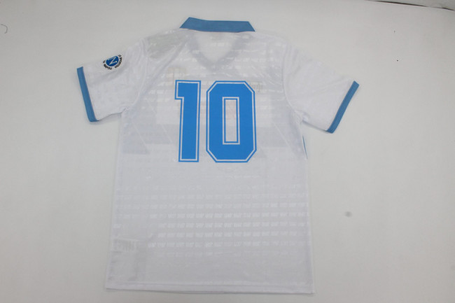 Retro Jersey 1990-1991 Calcio Napoli 10 Away White Soccer Jersey Napoles Vintage Football Shirt