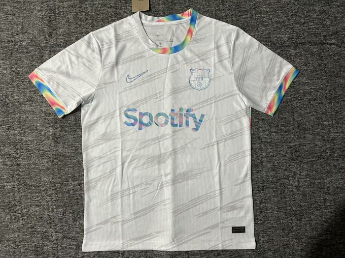 Barca Camisetas de Futbol Fans Version 2025-2026 Barcelona White Special Edition Soccer Jersey