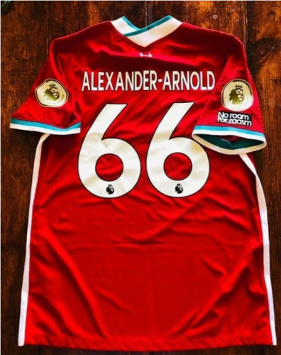 with Golden FIFA+EPL+Racism Patch Retro Jersey 2020-2021 Liverpool ALEXANDER-ARNOLD 66 Home Soccer Jersey Vintage Football Shirt