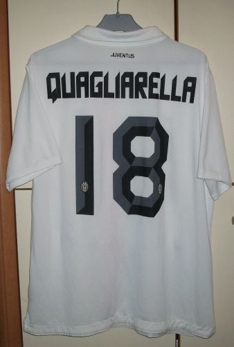 with Serie A Patch Retro Jersey 2010-2011 Juventus QUAGLIARELLA 18 Away White Soccer Jersey Vintage Football Shirt