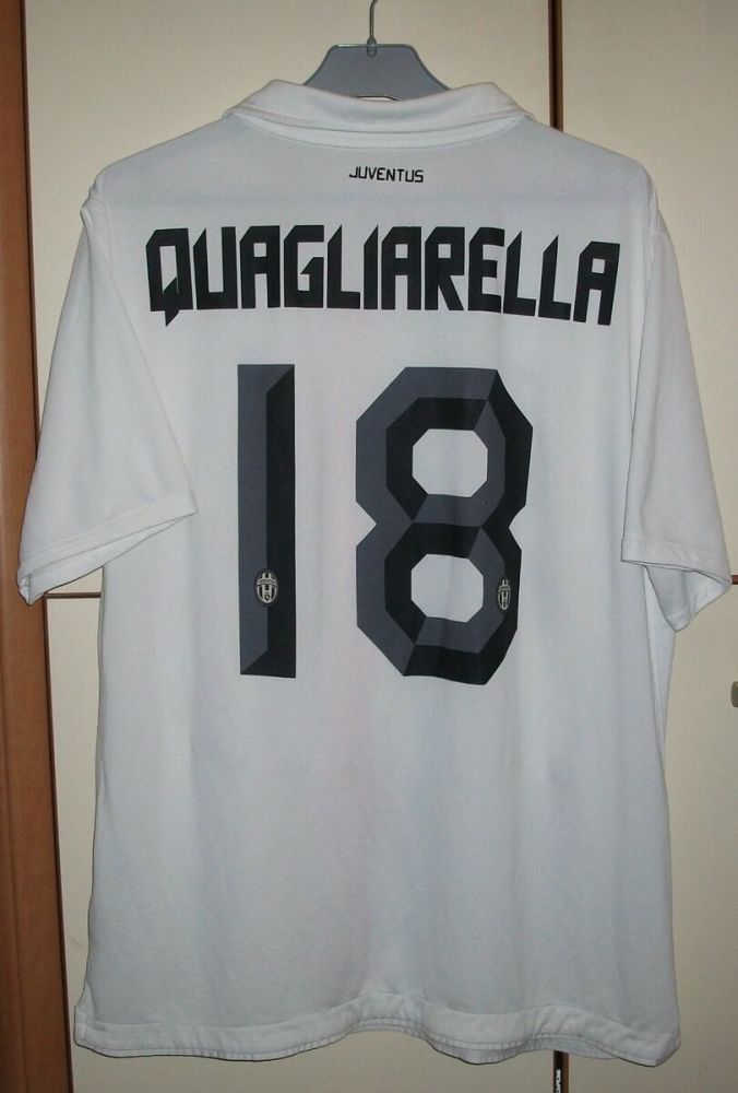 with Serie A Patch Retro Jersey 2010-2011 Juventus QUAGLIARELLA 18 Away White Soccer Jersey Vintage Football Shirt