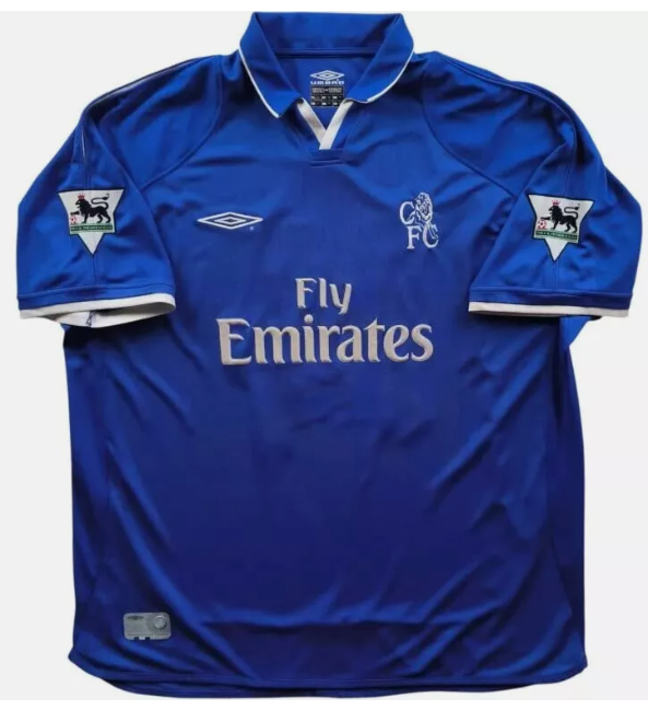 with EPL Patch Retro Jersey 2001-2003 Chelsea Home Blue Soccer Jersey Vintage Football Shirt