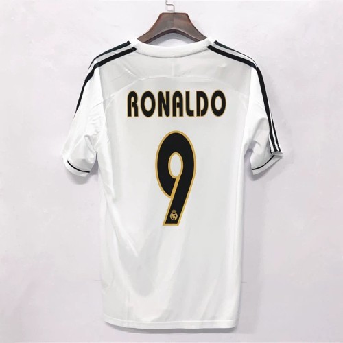 Retro Jersey 2003-2004 Real Madrid RONALDO 9 Home Soccer Jersey Vintage Football Shirt