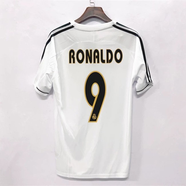 Retro Jersey 2003-2004 Real Madrid RONALDO 9 Home Soccer Jersey Vintage Football Shirt