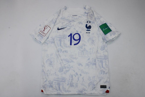 with World Cup Patch Retro Jersey 2022 World Cup France Away White Soccer Jersey